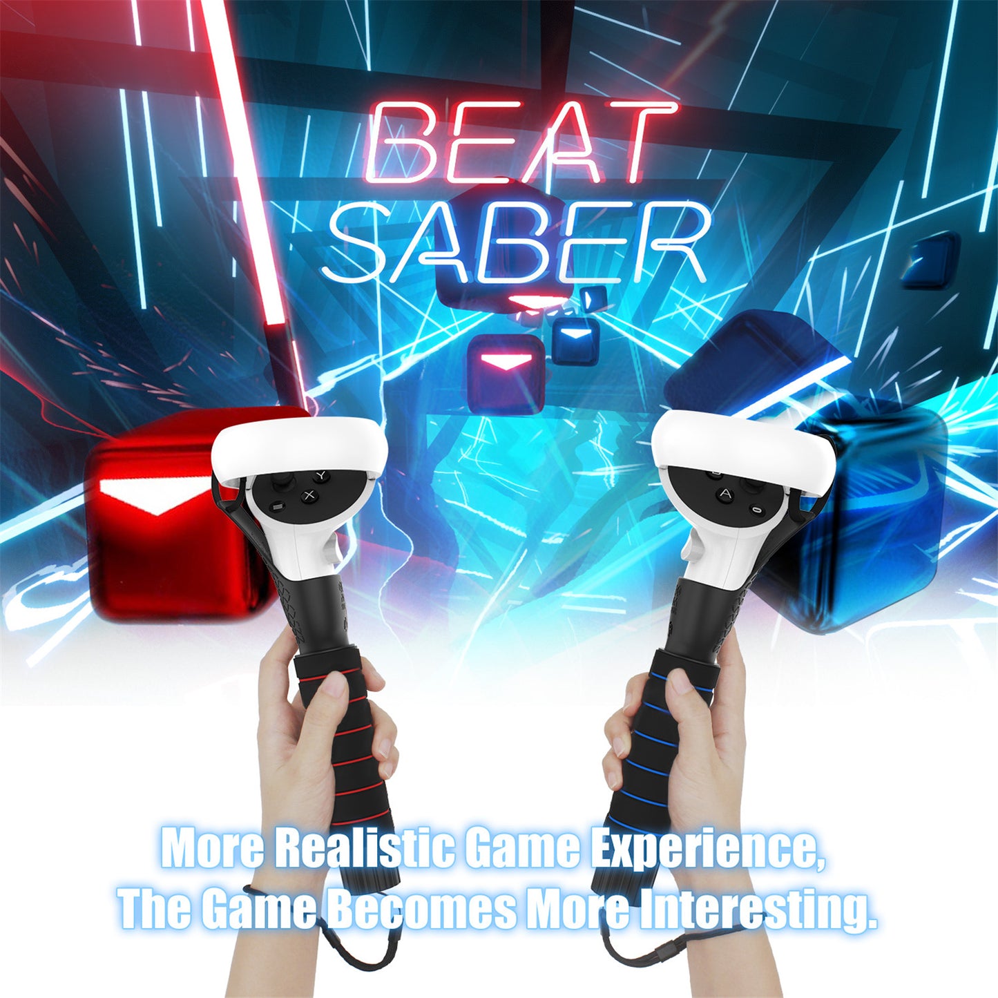 New Dual Handles Extension Grips For Oculus Quest, Oculus Quest 2 , Rift S Vr Controllers Playing Beat Saber Game Accessories